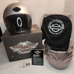 Harley Davidson Helmet Dot Approve Quick Release , Clear & Smoke Face Shield